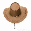 Brown Cowboy Hat Faux Leather Microsuede Assorted - Adult Size | Bulk Buy Hats