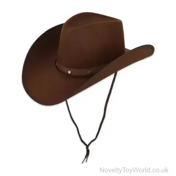 Brown Cowboy Hat With String & Studs - Adult Size