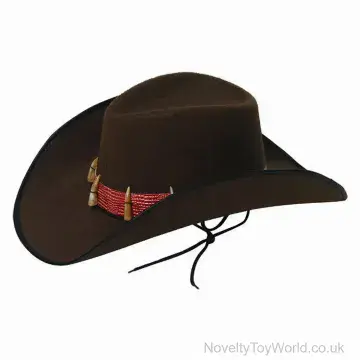 Brown Cowboy Hat with Teeth Hat Band - Adult