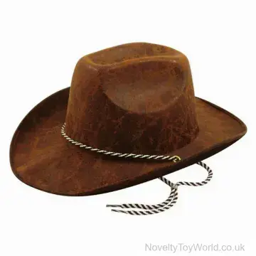 Brown Leather Look Fancy Dress Cowboy Hat