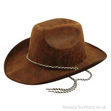 Brown Leather Look Fancy Dress Cowboy Hat