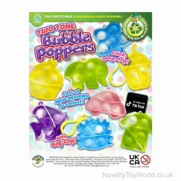Bubble Poppers Fidget Toys with Keyring  - 55mm Vending Capsule