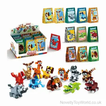 Build Your Own Jungle Animal Block Set - 12 Assorted