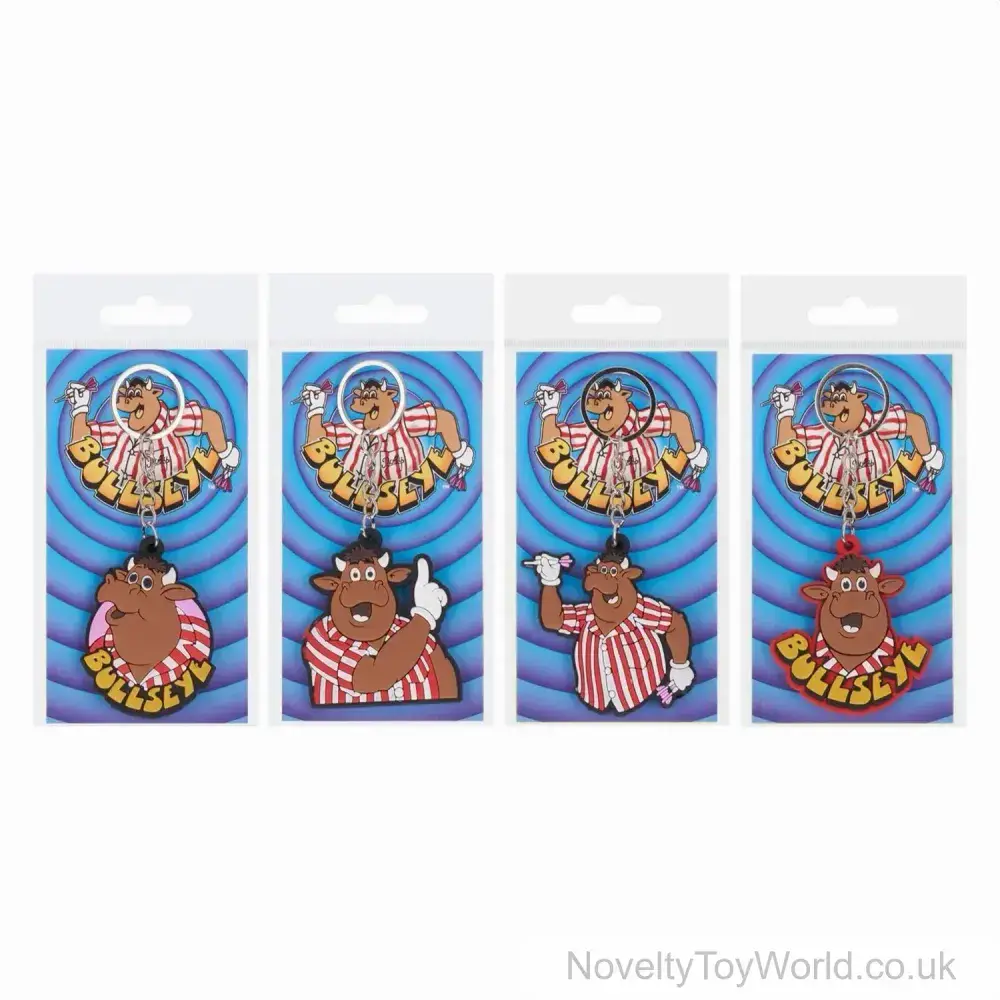 Bullseye Licensed 2D PVC Keyring - 4 Assorted | Branded Keyrings