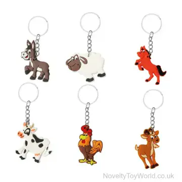 Cartoon Farm Animal PVC Rubber Keyring (5cm)
