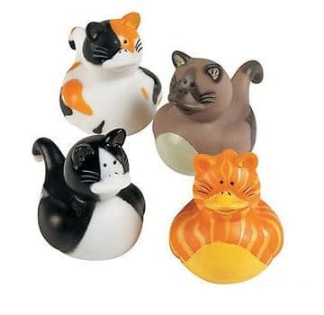Cat Design Novelty Rubber Ducks (5cm)