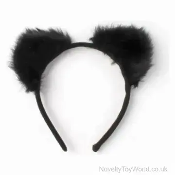 Cat Ears Fancy Dress Headband with Furry Black Ears