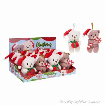 Christmas Bear Soft Toy Bag Clip (13cm)