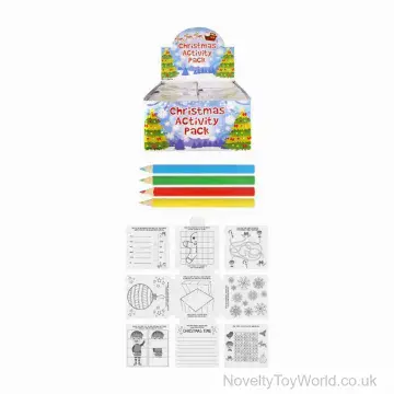 Christmas Party Bag Mini Puzzle & Colouring Pack with Pencils