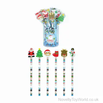 Christmas Pencil with Festive Eraser Topper - 6 Assorted