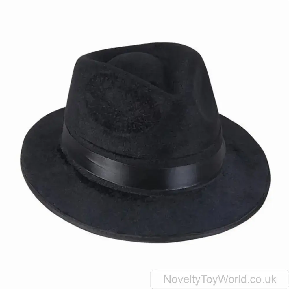Wholesale Classic Black Fedora Hat Wholesale Gangster Fancy Dress UK