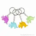 Clear Acrylic Triceratops Dino Keyring (4.5cm) | Bulk Dino Party Bag Toys