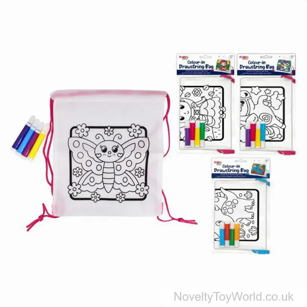 Colour-in Drawstring Bag for Children - 4 Assorted (30cm) | Arts ...