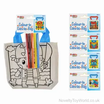 Colour Your Own Canvas Tote Bags for Boys - 6 Assorted Designs