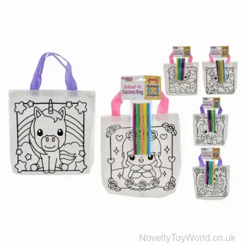 Colour Your Own Canvas Tote Bags for Girls - 6 Assorted Designs