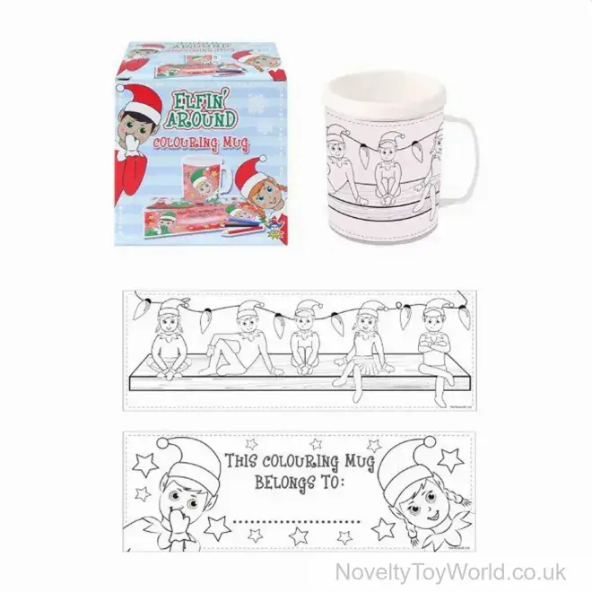 Colour Your Own Elf Xmas Mug - 2 Assorted | Bulk Buy Xmas Toys UK