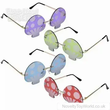 Coloured Mushroom Sunglasses with Metal Frame - Adult Size