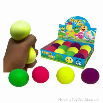 Coloured Rubber Squish Stress Balls Mix (6cm)