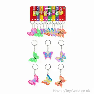 Colourful Butterfly Soft PVC Keyring - 6 Assorted (5cm)