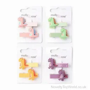 Colourful Dinosaur Hair Clips - Pack of 2 (3.5cm)