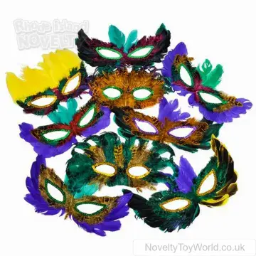 Colourful Feather Fancy Dress Mardi Gras Party Masks