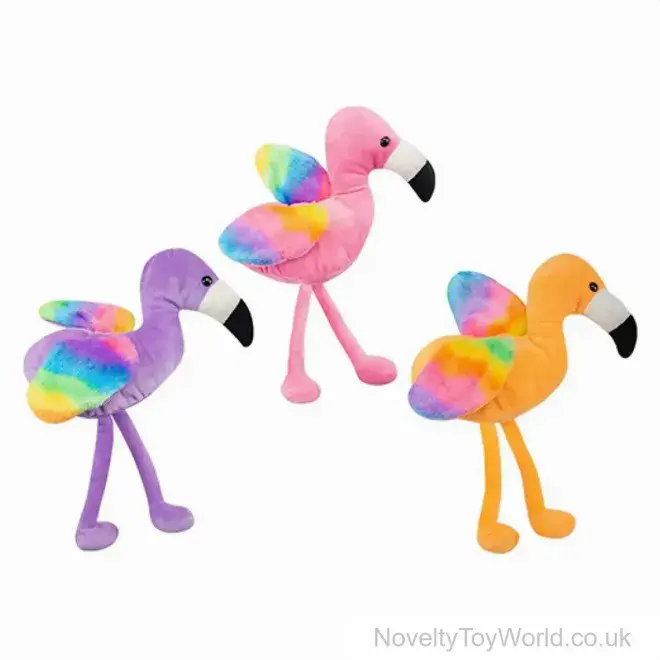 Colourful Flamingo Soft Toy With Multicoloured Wings - 3 Assorted (20cm) | Wholesale Soft Toys