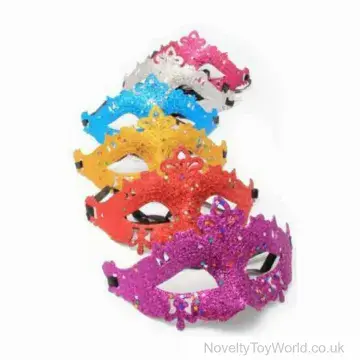 Colourful Glitter Masquerade Mask with Strap - Adult Size