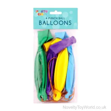 Colourful Punch Balloons on Elastic Loop - Packs of 4