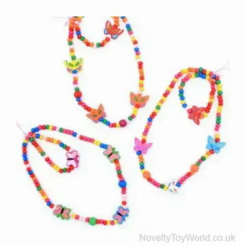 Colourful Wooden Bead Butterfly Necklace & Bracelet