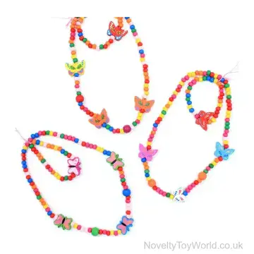Colourful Wooden Bead Butterfly Necklace & Bracelet