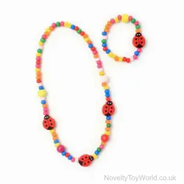 Colourful Wooden Bead Ladybird Necklace & Bracelet