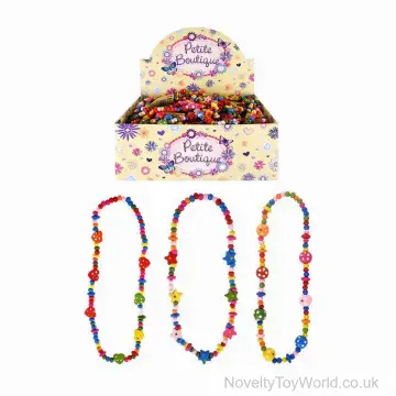 Colourful Wooden Bead Necklaces - 3 Assorted
