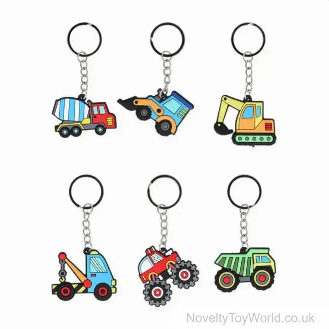 Construction Vehicle Rubber Keyring (5cm) | Bulk Buy Novelty Keychains UK