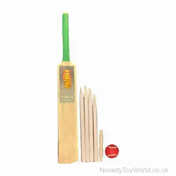 Cricket Set - Wooden Bat, Wickets & Ball - Size 3