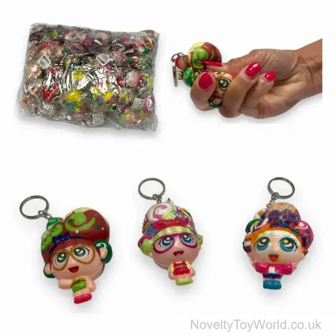 Cupcake Girl Keyring (7cm) 3 Assorted Designs | Wholesale Keyrings UK
