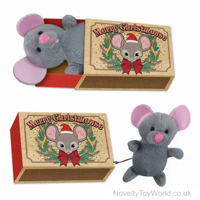 Cute Christmas Mouse In Matchbox (12cm) | Bulk Christmas Gifts For Children