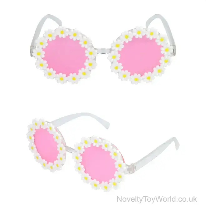 Cute Daisy Chain Glasses With Pink Lenses (Adult Size) | Wholesale Novelty Glasses UK
