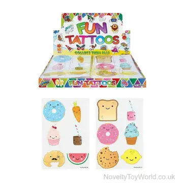 Cute Mini Food Themed Temporary Tattoos (4cm) - 12 Assorted