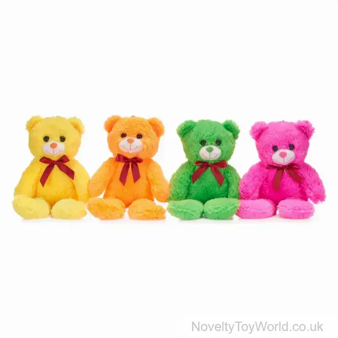 Cute Soft Fluffy Plush Bear with Ribbon (32cm) | Cuddly Toys Wholesale