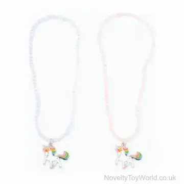 Cute Unicorn Pendant Beaded Necklace (38cm)