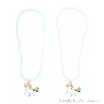 Cute Unicorn Pendant Beaded Necklace (38cm)