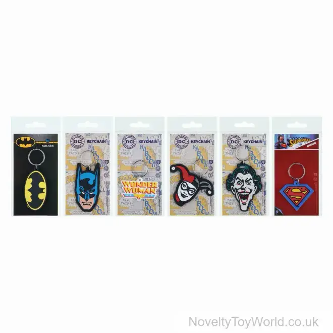 Wholesale | DC Comics Themed Rubber 2D Keyrings - 6 Assorted