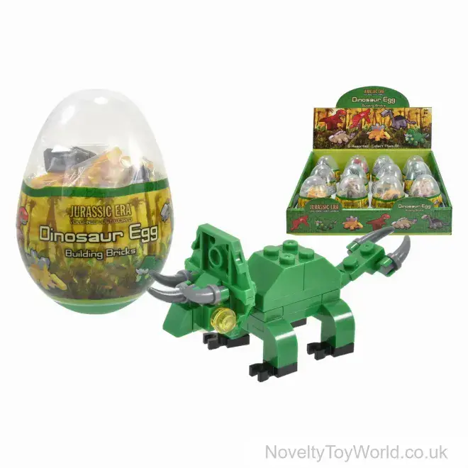 Dino Building Bricks Figure In Egg - 6 Assorted | Wholesale Toy Dinosaurs For Kids UK