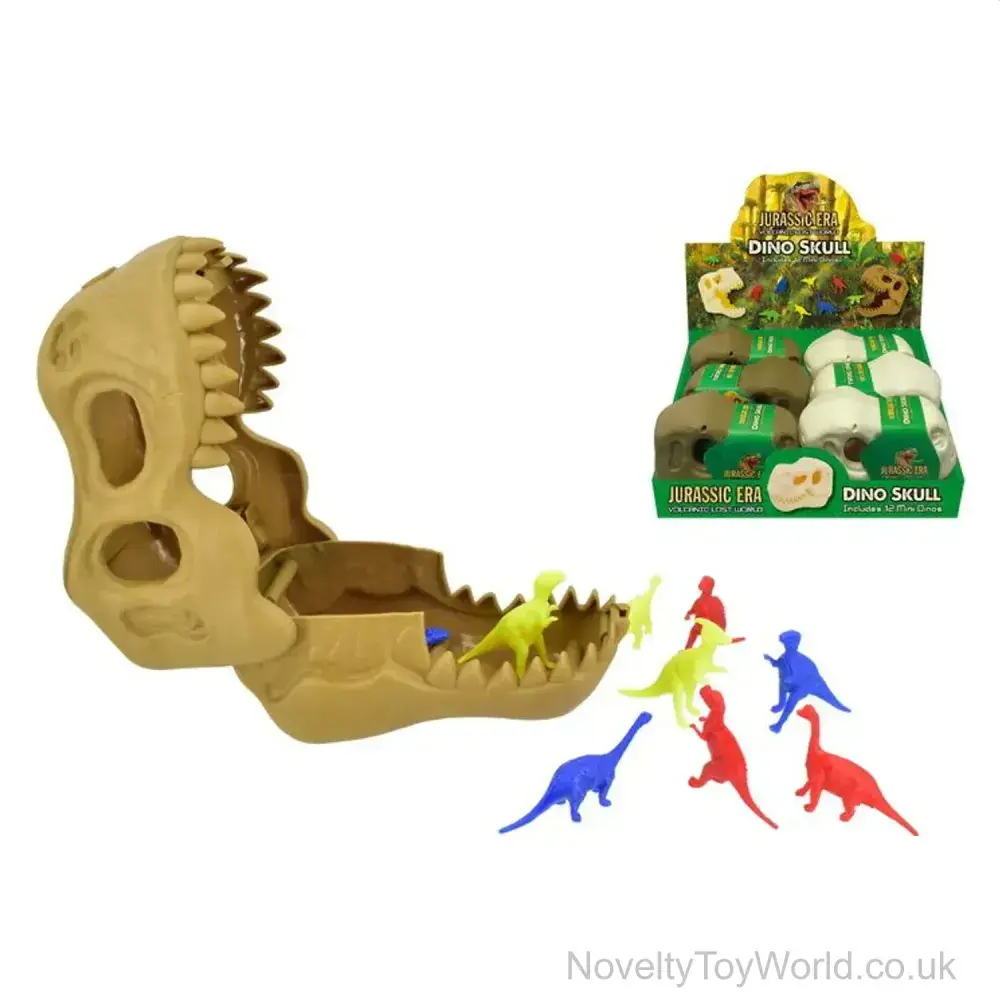 Dino T-Rex Head Skull Storage with 12 Mini Dinosaurs (15cm) | Wholesale ...