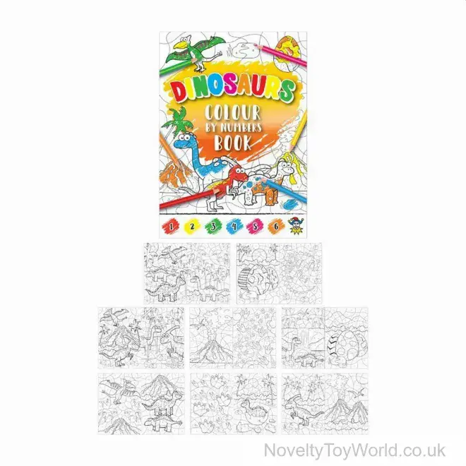 Dinosaur Colour by Numbers Colouring Book (14cm) | Dinosaur Novelties
