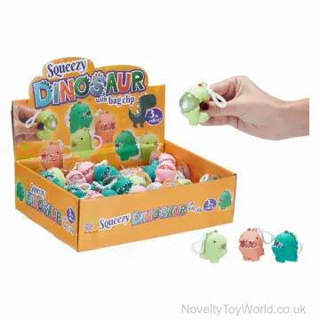 Dinosaur Squeeze Toy Bag Clip - 3 Assorted