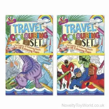 Dinosaur & Superhero Travel Colouring Set