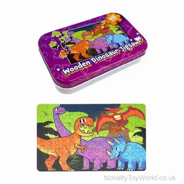 Dinosaur Wooden Jigsaw Puzzle in Metal Tin (13cm)