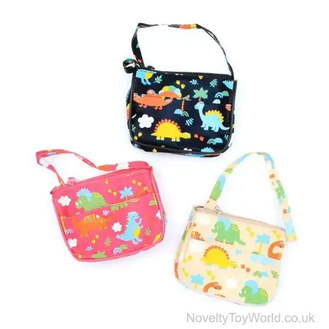 Dinosaur Zip Purse Bag with Long Shoulder Strap (43cm) | Novelty Bags