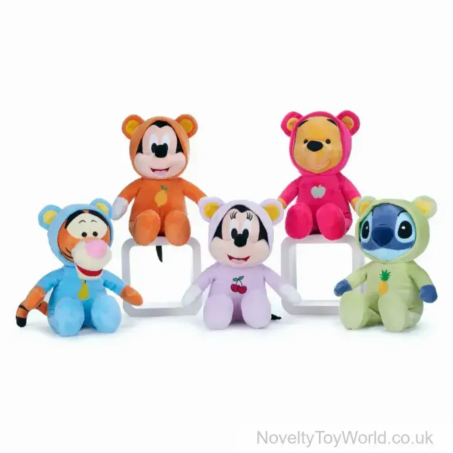 Disney Character Soft Toys in Teddy Bear Onesies - 5 Assorted (30cm) | Bulk